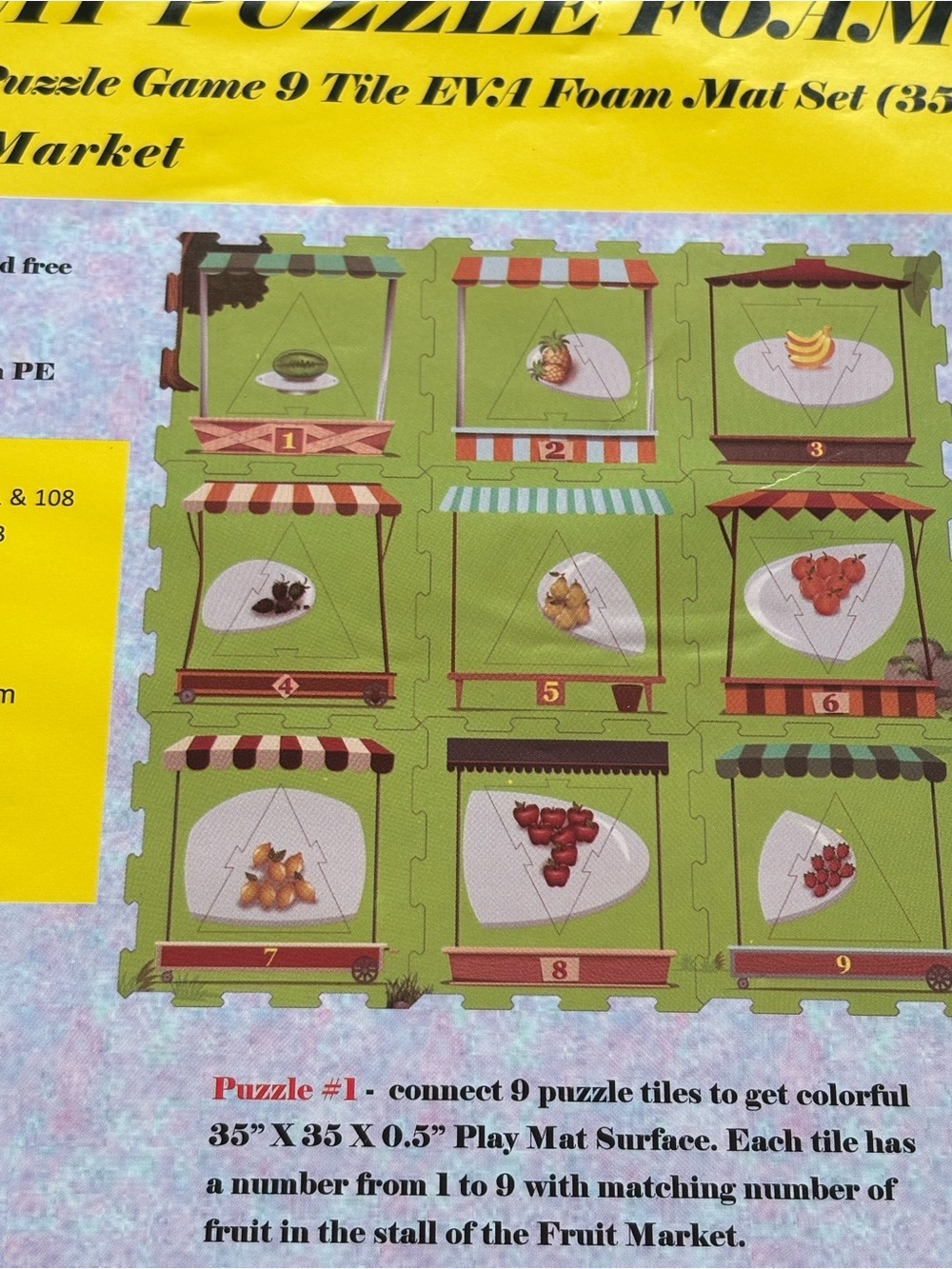 Fruit Market Puzzle Foam Play Mat - Green